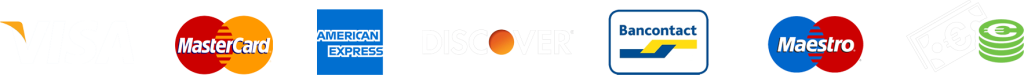 Betaalmogelijkheden: Visa, Mastercard, Bancontact